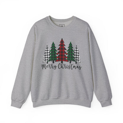 Merry Christmas Plaid Trees Sweater