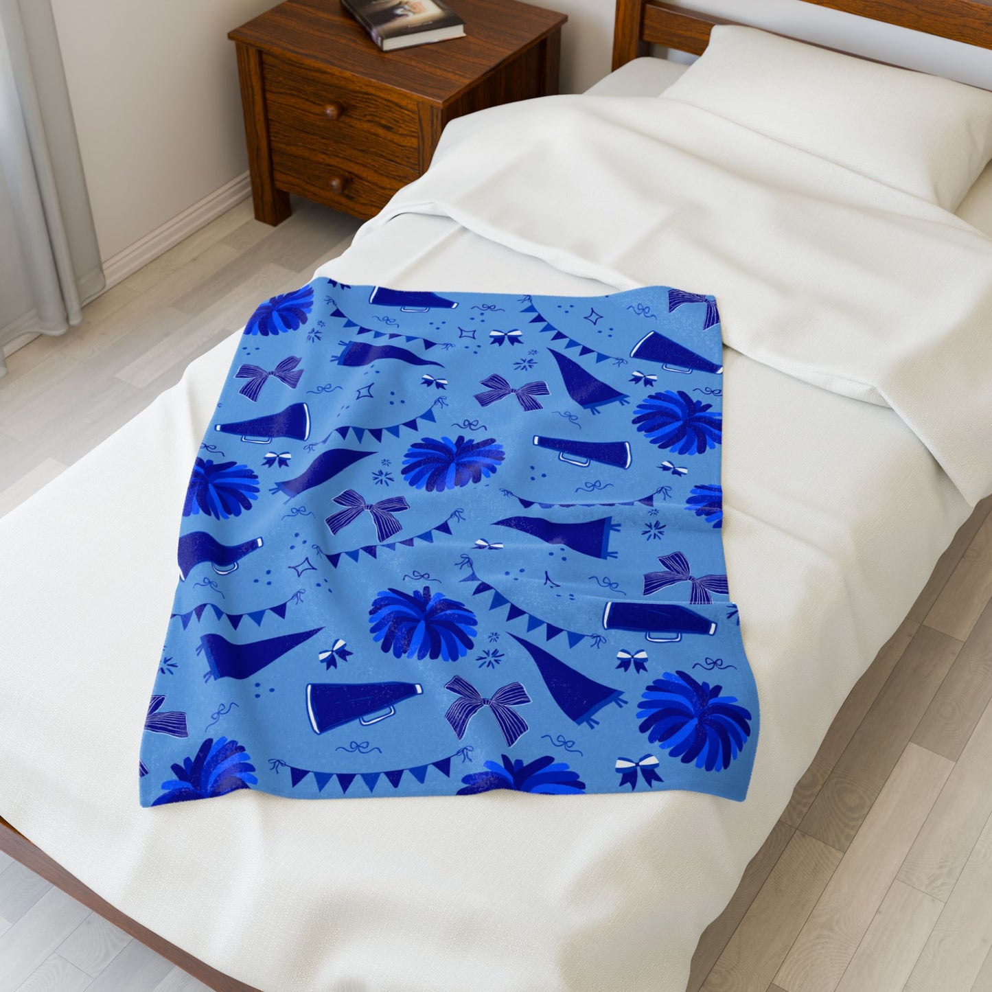 Blue Cheer Velveteen Plush Blanket — Soft Velvet Cheer Blanket