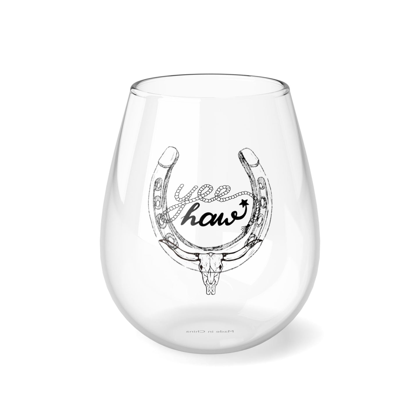 YEEHAW cowgirl cowboy Stemless Wine Glass, 11.75oz