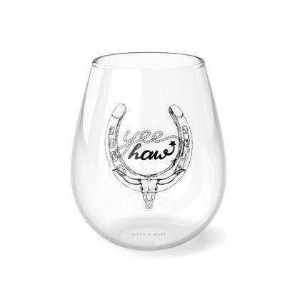 YEEHAW cowgirl cowboy Stemless Wine Glass, 11.75oz