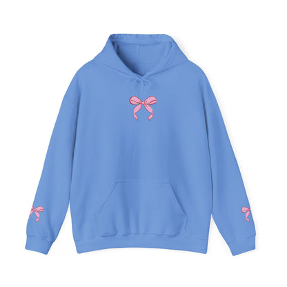 Coquette Pink Center Bow Pullover Hoodie with Bow Sleeves