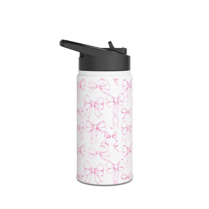 Pink Bow Pattern Stainless Insulated Water Bottle