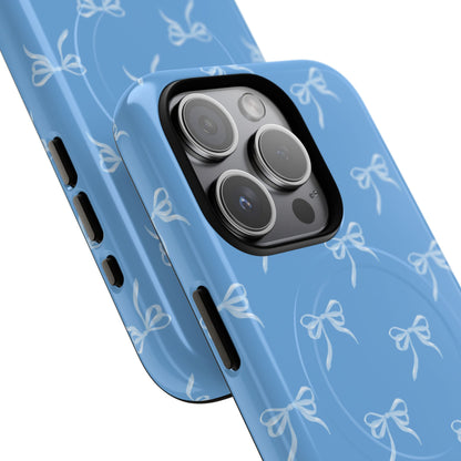 Blue Bow Coquette Design Tough Phone Case, Cute Phone Cover, Durable iPhone Case, Stylish Gift for Her
