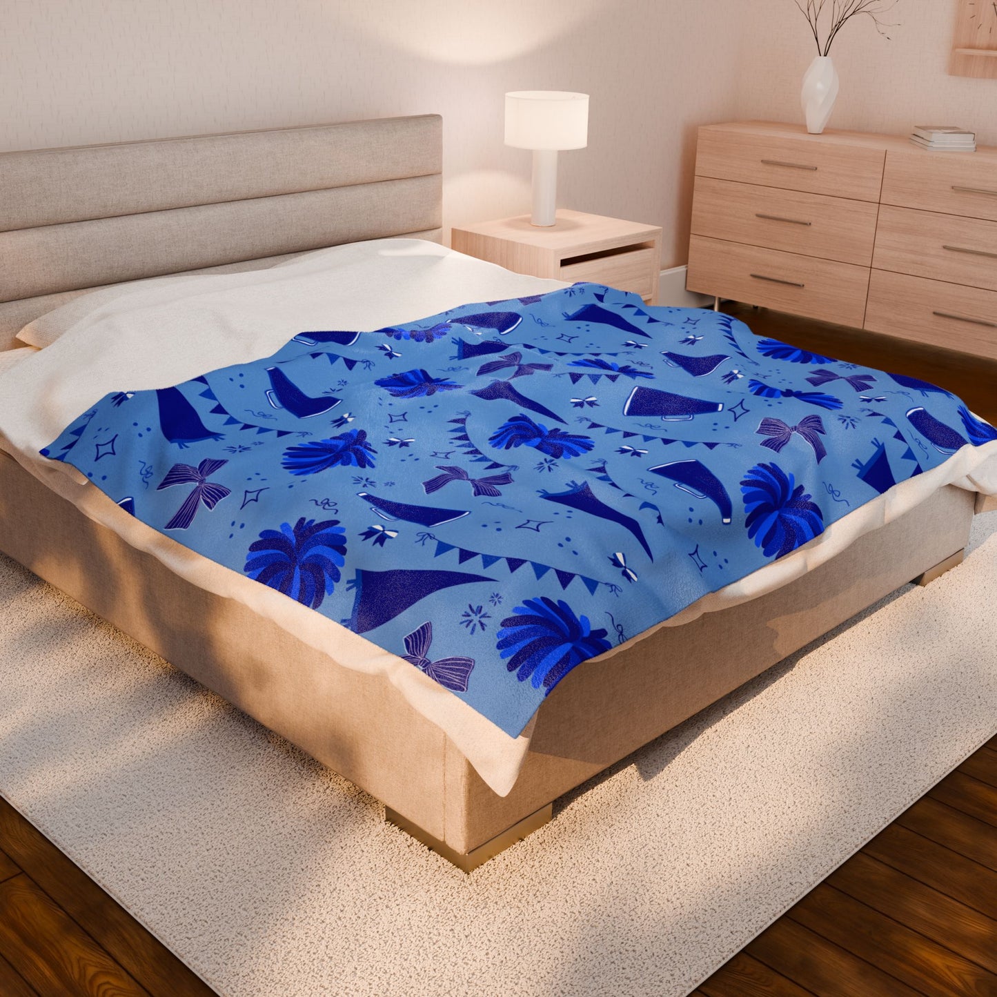 Blue Cheer Velveteen Plush Blanket — Soft Velvet Cheer Blanket