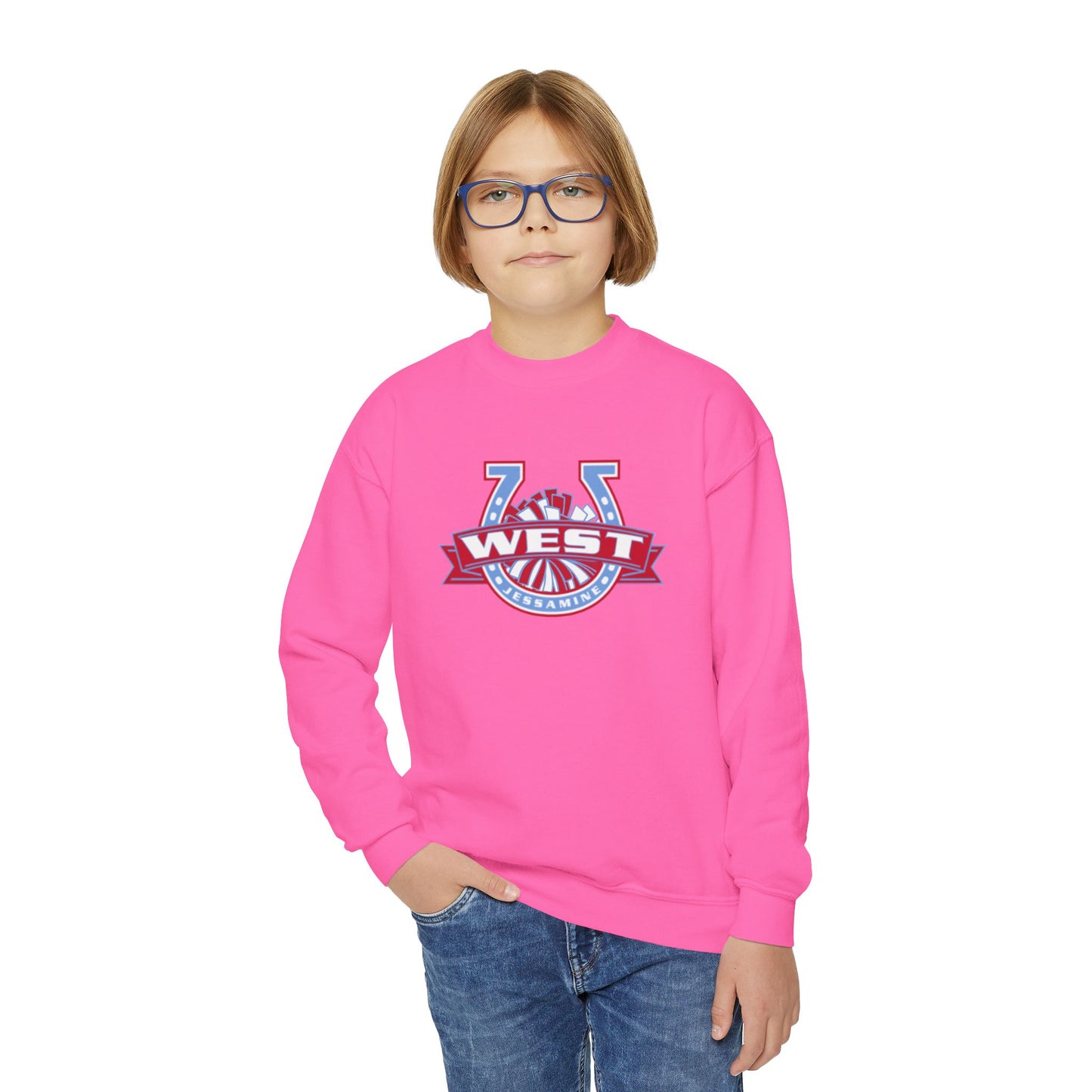 YOUTH -- West Jessamine Horseshoe Logo w/ Pom Sweatshirt
