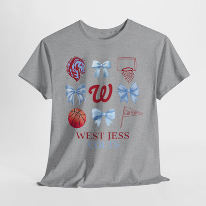 West Jessamine Colts Coquette Basketball Bows - Unisex Tee
