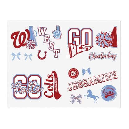 West Jessamine Colts -- CHEER STICKERS - (17 total/different sizes)