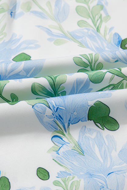 Orange Floral Contrast Edge Layered Short Sleeve Mini Dress