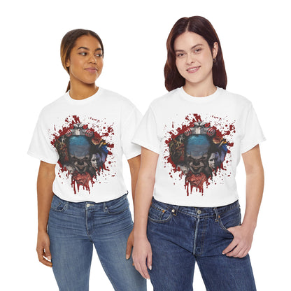 Halloween; Classic Horror Characters with Pennywise and Blood Splatter -- Unisex