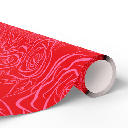 Pink & Red Floral Wrapping Paper — Coquette Flower Gift Wrap