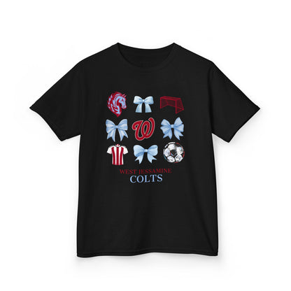 YOUTH --Soccer Coquette Bows Unisex Tee - West Jessamine
