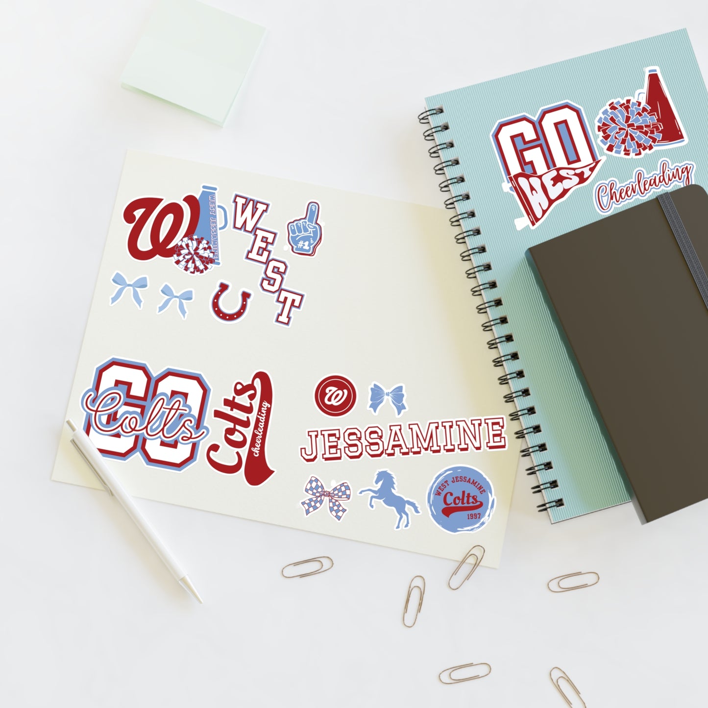 West Jessamine Colts -- CHEER STICKERS - (17 total/different sizes)