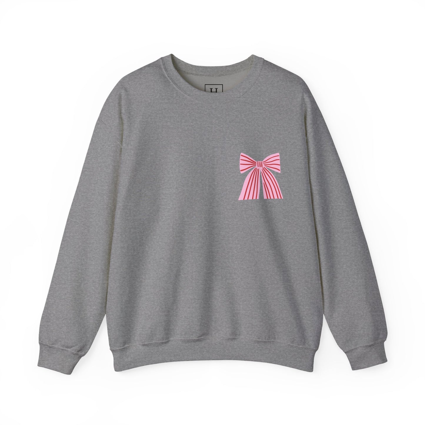 Faith Crewneck Sweatshirt — "Jesus Loves You" Pink & Red Bows - Front & Back
