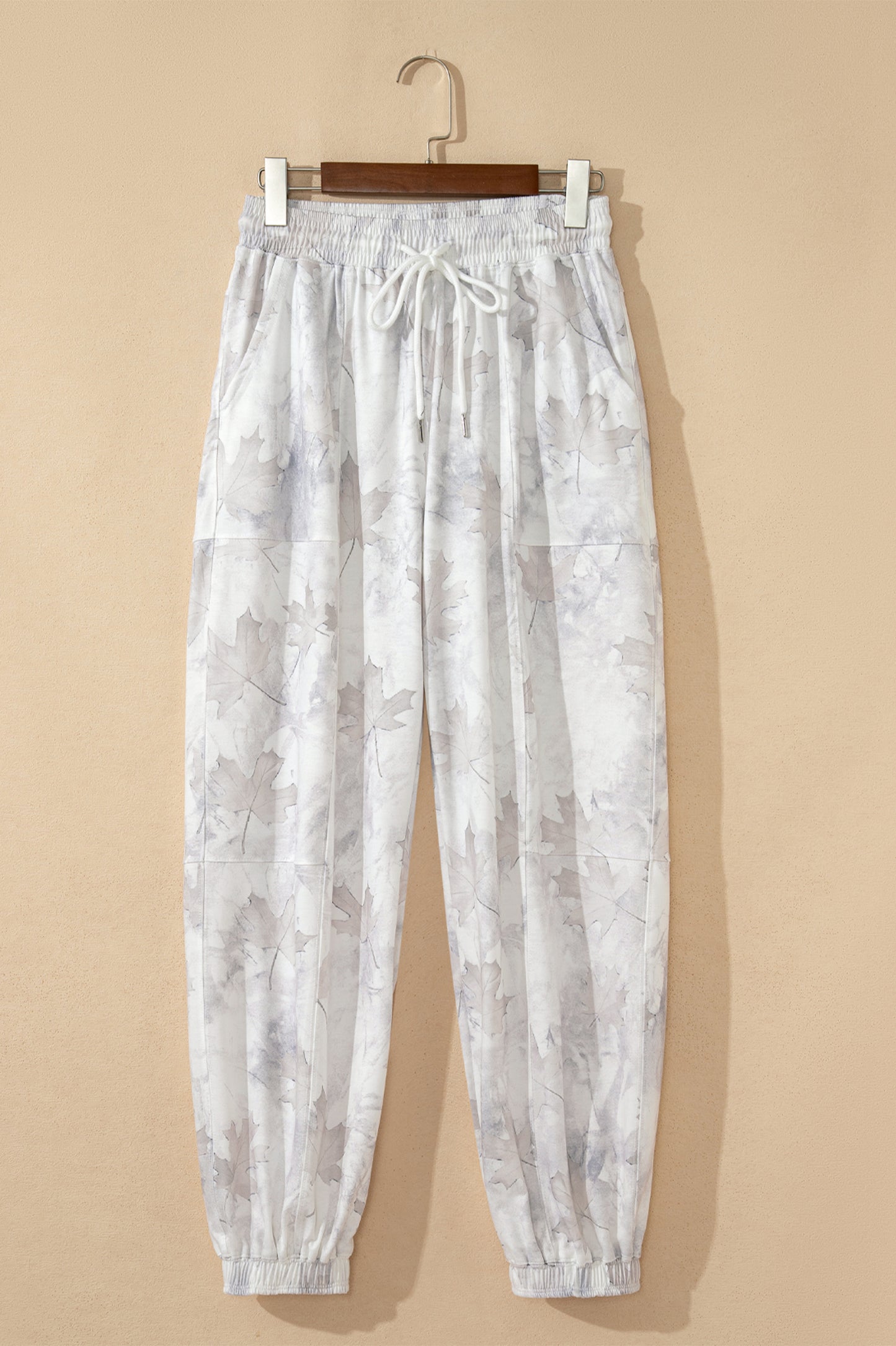 Beige Camo Print Baggy Drawstring Jogger Sweatpants
