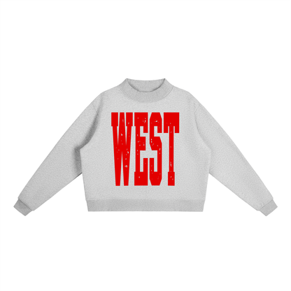 WEST in Red; West Jessamine -- Essential Fleece Mock-Neck Crew Sweatshirt