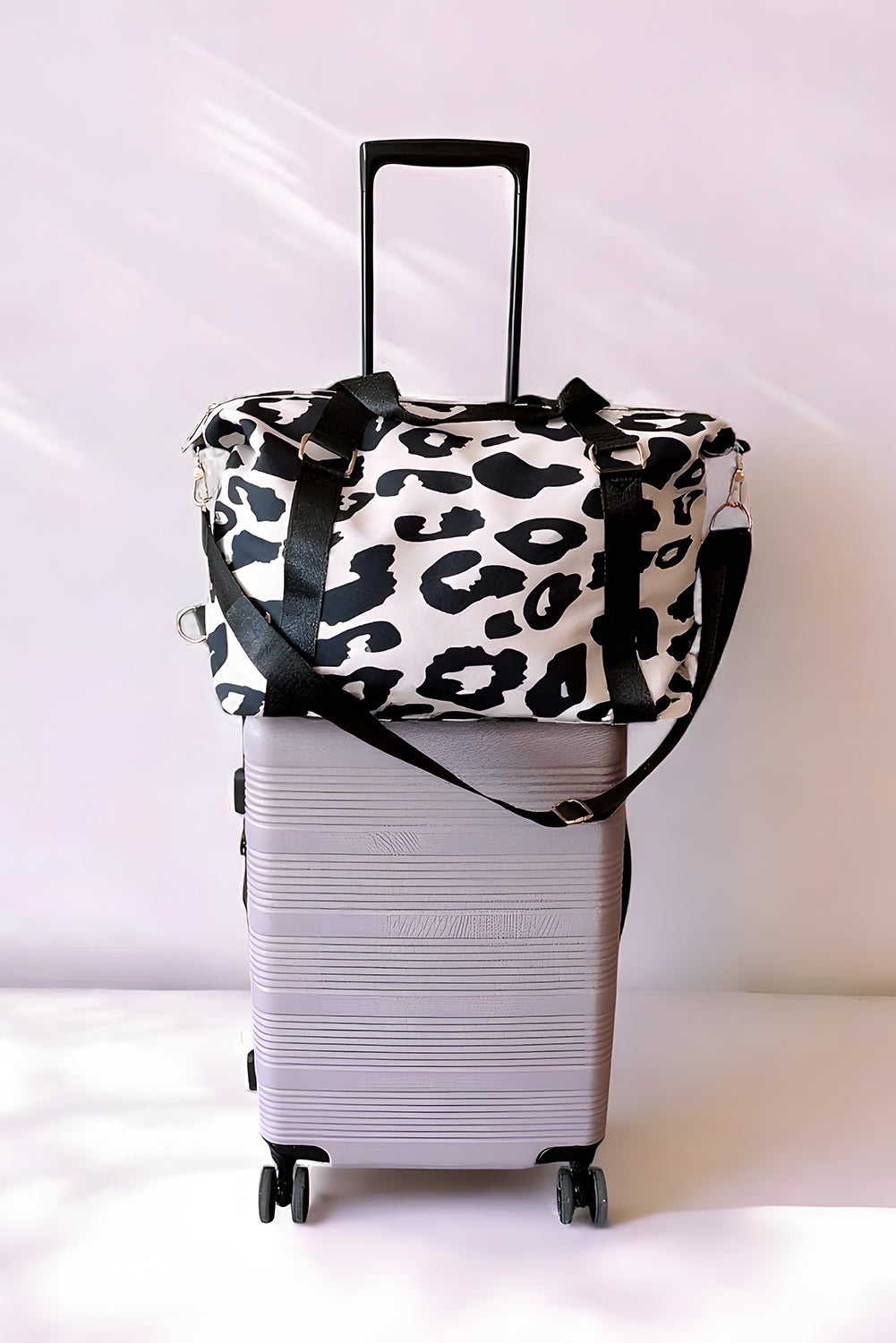 Black Leopard Print Luggage Tote Bag