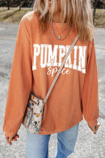 Pumpkin Letter Graphic Long Sleeve Sweatshirt