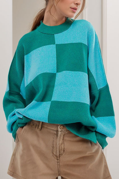 Color Block Round Neck Long Sleeve