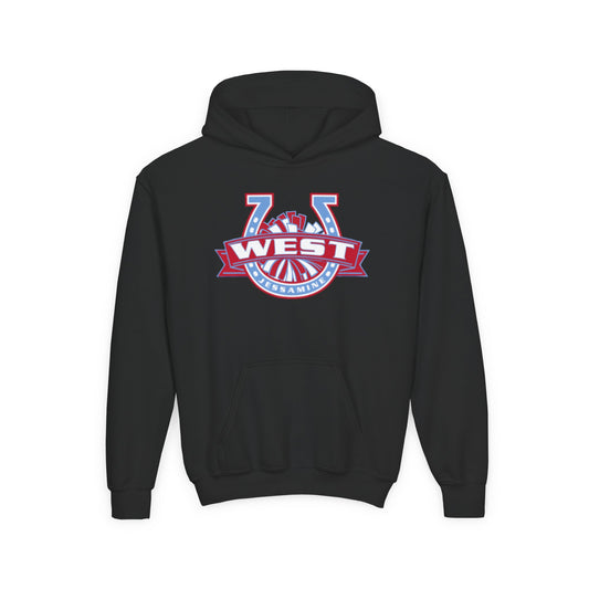 YOUTH Hoodie -- Cheerleading Unisex Tee - West Jessamine Horseshoe Logo with Poms