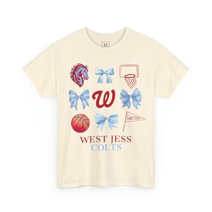 West Jessamine Colts Coquette Basketball Bows - Unisex Tee