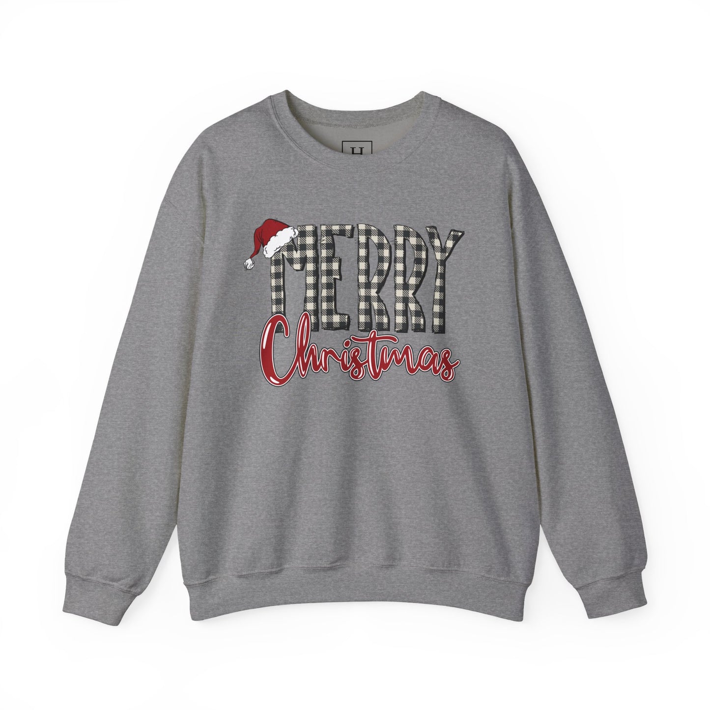 Merry Christmas Buffalo Check  -- Unisex Sweatshirt