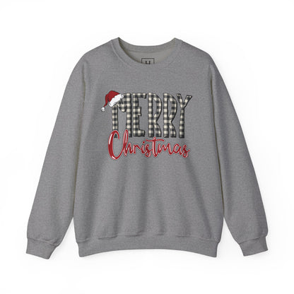 Merry Christmas Buffalo Check  -- Unisex Sweatshirt