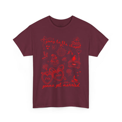 Mr. & Mrs. Red Wedding T-Shirt — "Going to the Chapel" Bridal Tee