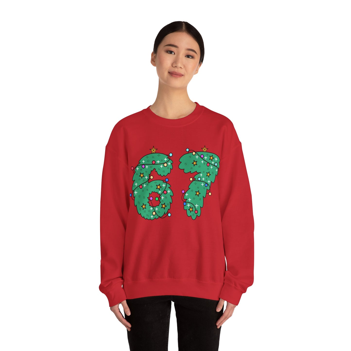 Wreath with Lights and Stars 6 7  - Christmas Sweatshirt - Unisex