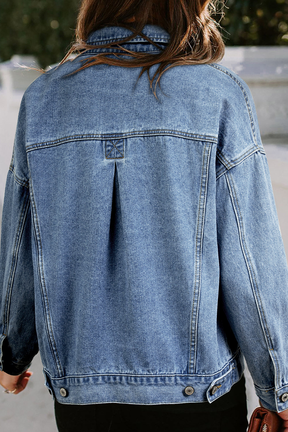 Black Washed Oversize Pocketed Denim Jacket
