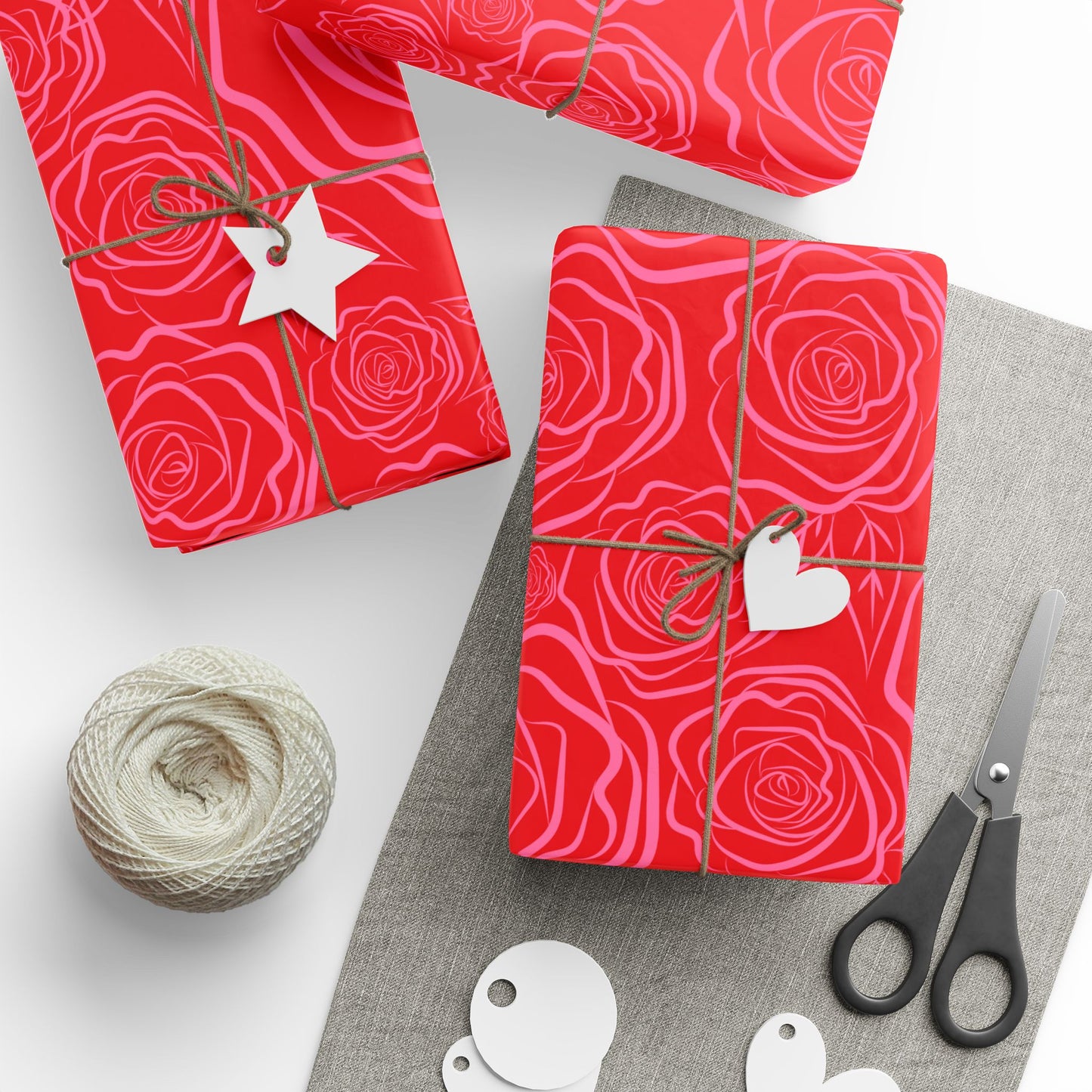 Pink & Red Floral Wrapping Paper — Coquette Flower Gift Wrap