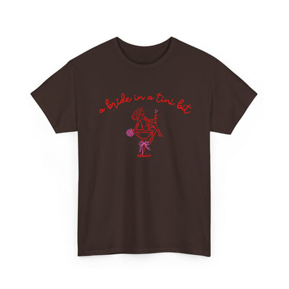 Bride in a Tiny Bit Martini Tee — Wedding Bachelorette Party Shirt with Bouquet & Hearts