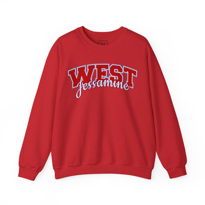 West Jessamine Cheer Crewneck Sweatshirt — Back ‘West Jessamine Cheer’ with Horse Logo - Unisex