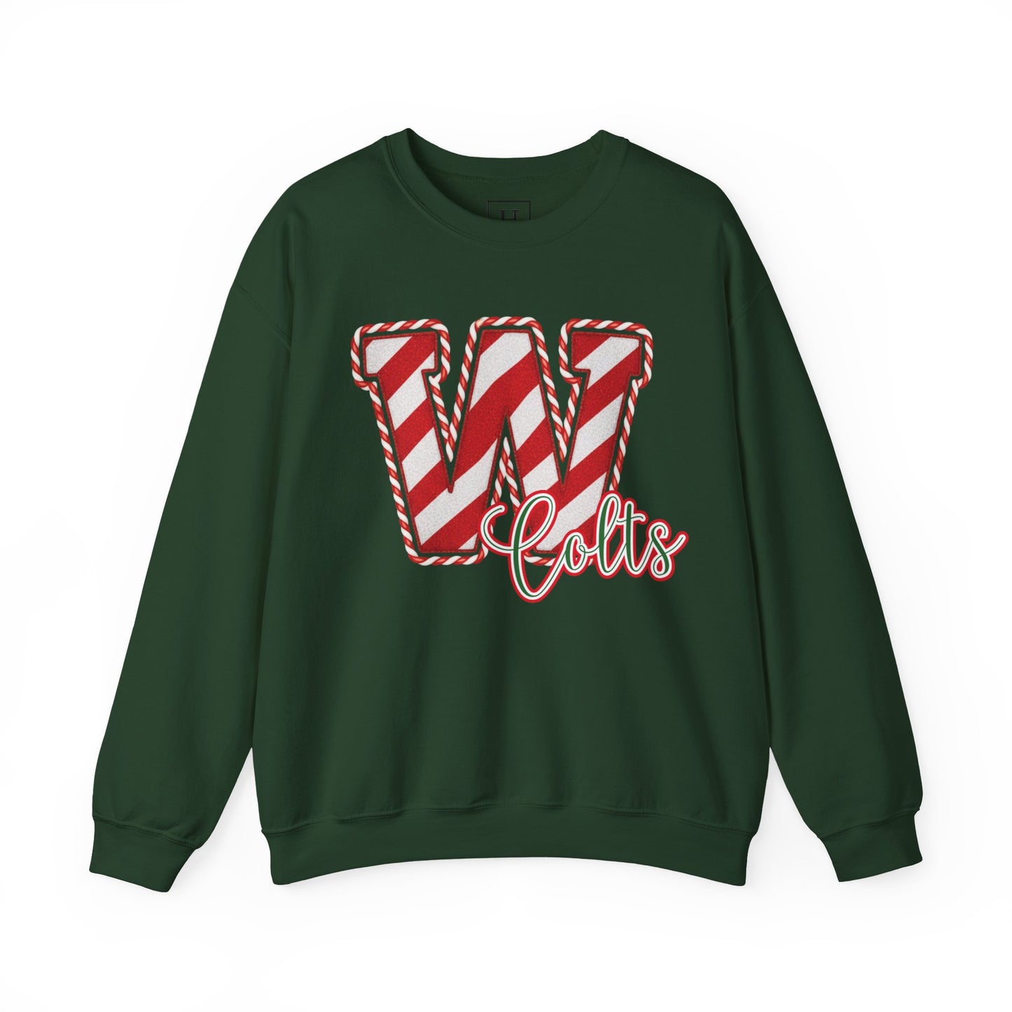 Candy Cane "W" - Colts; Christmas Sweatshirt - Unisex