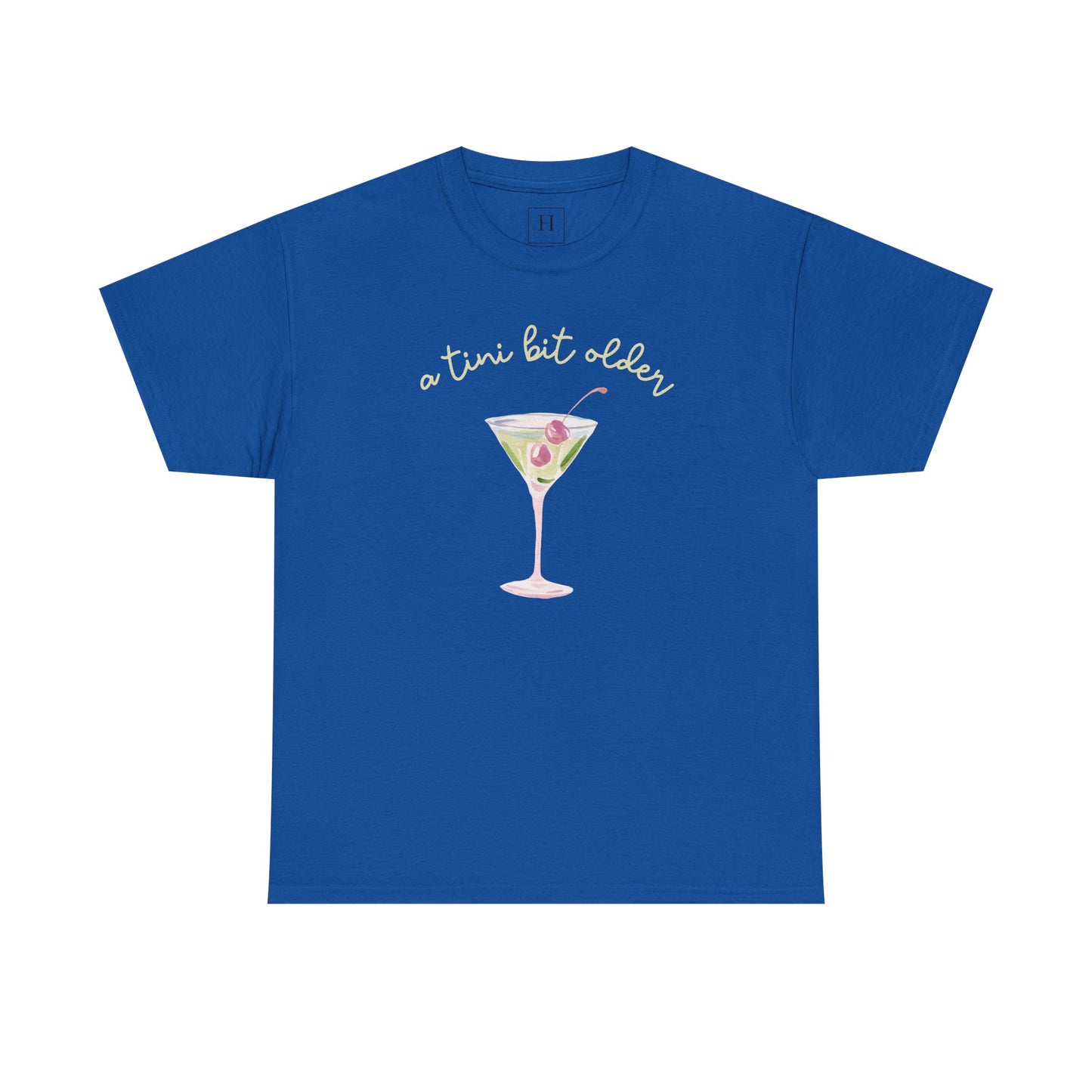 Cute "A Tini Bit Older" Martini T-Shirt — Retro Pink & Green Cocktail Tee