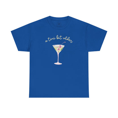 Cute "A Tini Bit Older" Martini T-Shirt — Retro Pink & Green Cocktail Tee