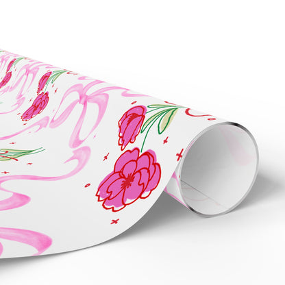 Pink Bows & Flower Wrapping Paper — Coquette Gift Wrap
