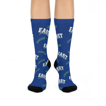 East Jessamine Jaguars Cushioned Crew Socks — Blue Team Spirit Athletic Socks