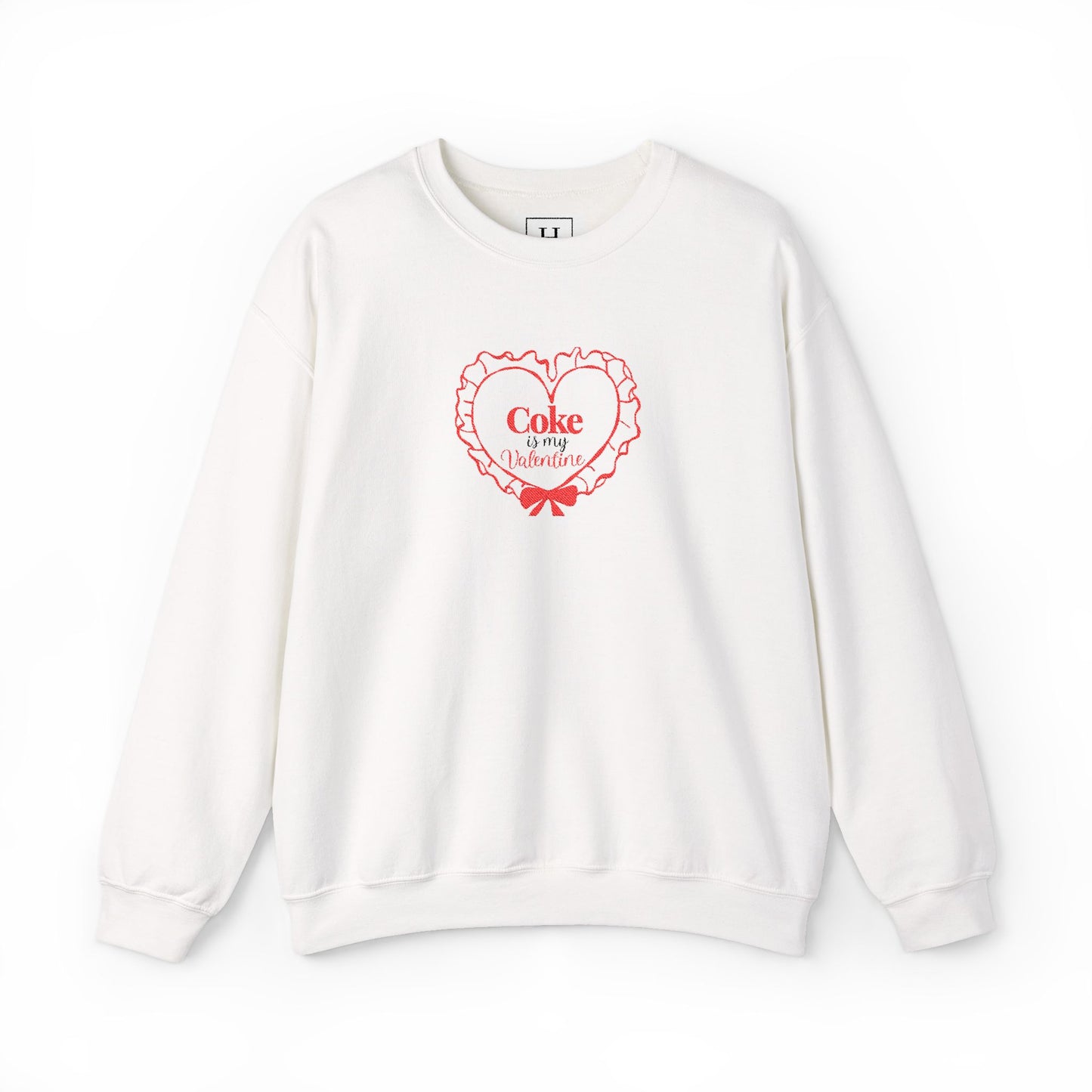 Valentine Heart 'Coke Is My Valentine' Crewneck Sweatshirt -Embroidered