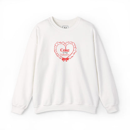 Valentine Heart 'Coke Is My Valentine' Crewneck Sweatshirt -Embroidered