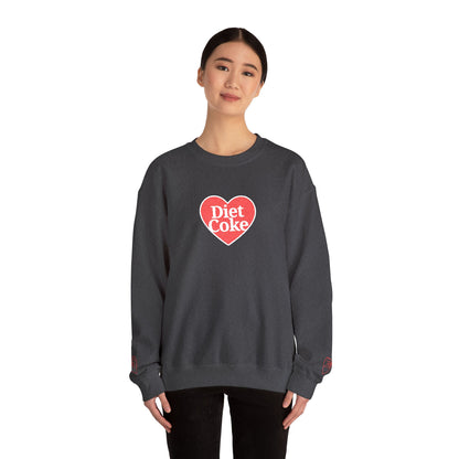 Valentine Heart 'Diet Coke' with Red Bows on Left & Right Sleeves Crewneck Sweatshirt -Embroidered