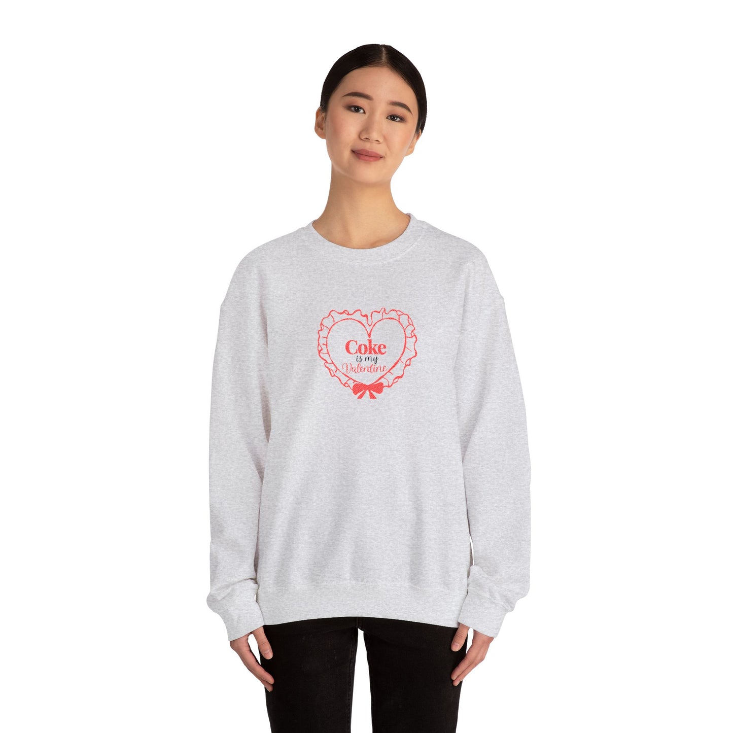 Valentine Heart 'Coke Is My Valentine' Crewneck Sweatshirt -Embroidered