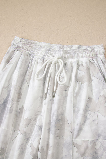 Beige Camo Print Baggy Drawstring Jogger Sweatpants