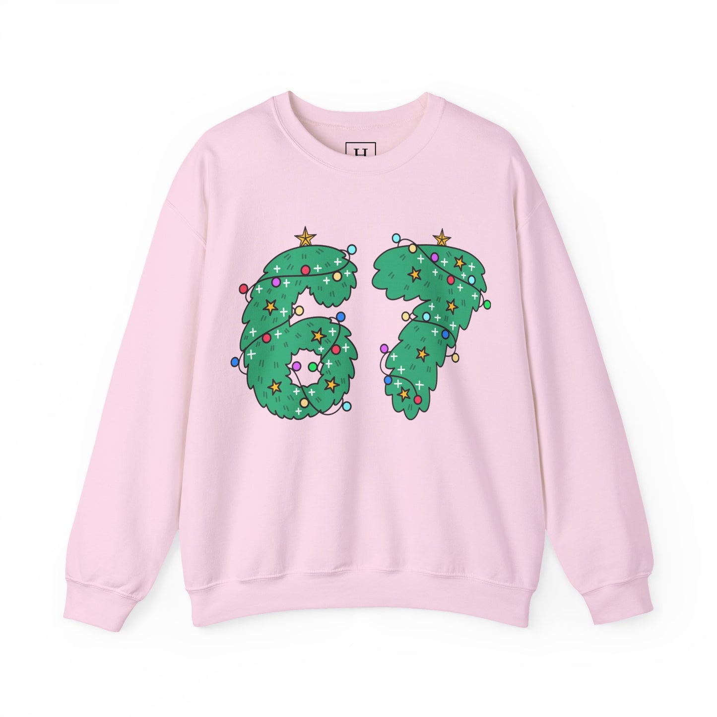 Wreath with Lights and Stars 6 7  - Christmas Sweatshirt - Unisex