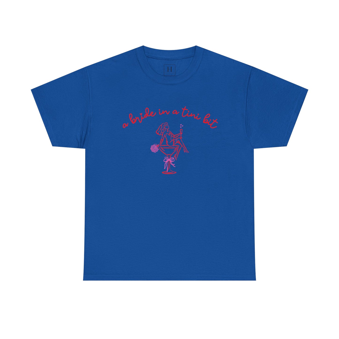 Bride in a Tiny Bit Martini Tee — Wedding Bachelorette Party Shirt with Bouquet & Hearts