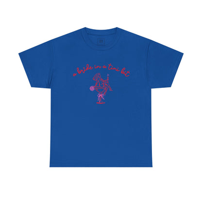 Bride in a Tiny Bit Martini Tee — Wedding Bachelorette Party Shirt with Bouquet & Hearts