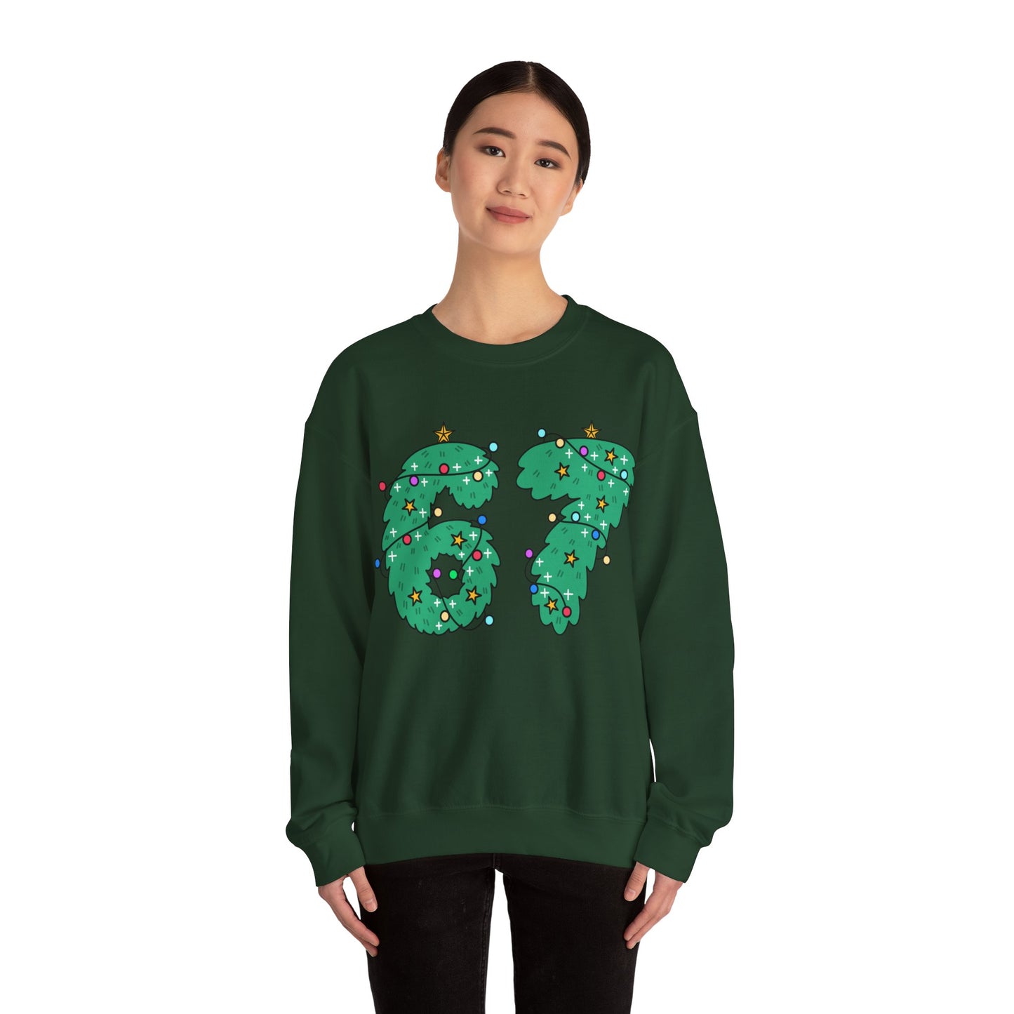 Wreath with Lights and Stars 6 7  - Christmas Sweatshirt - Unisex
