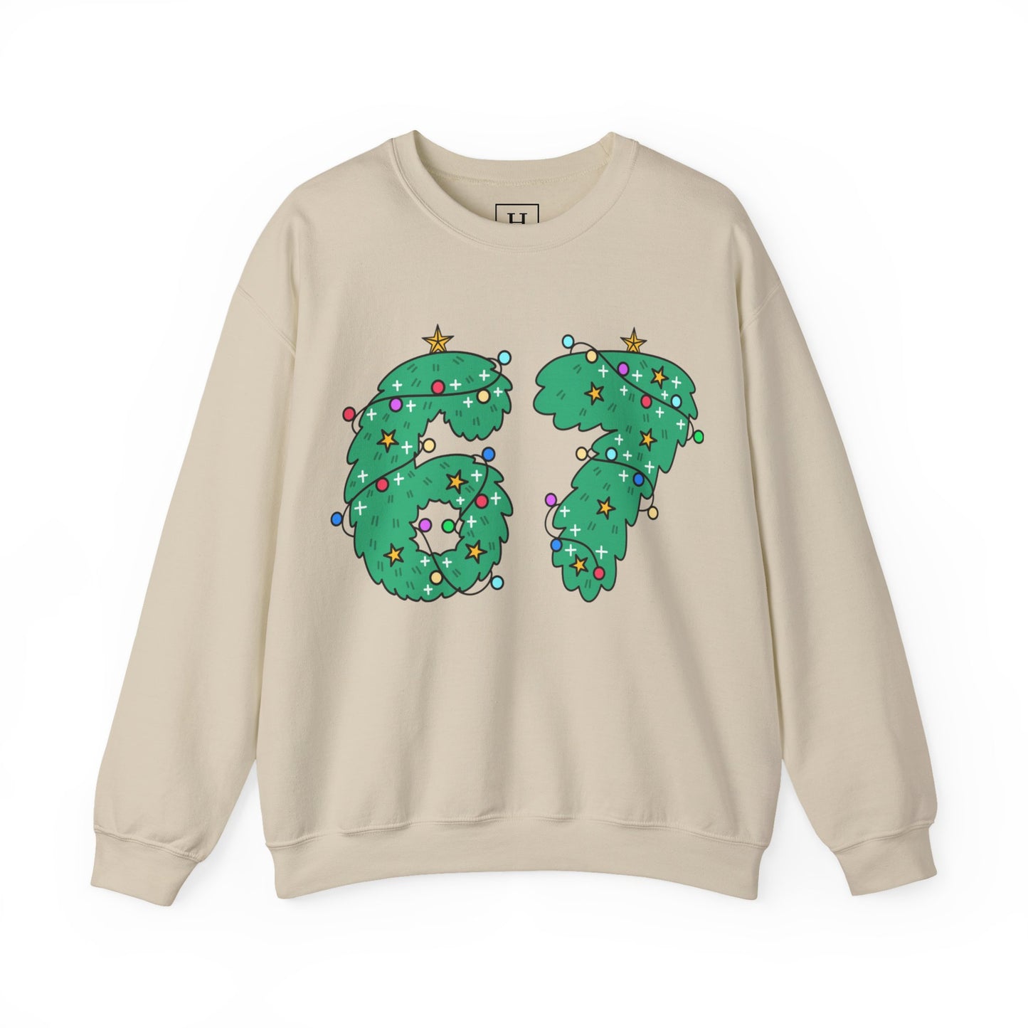 Wreath with Lights and Stars 6 7  - Christmas Sweatshirt - Unisex