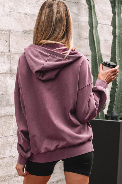 Ashleigh Blue Half Zip Kangaroo Pocket Mineral Wash Baggy Hoodie