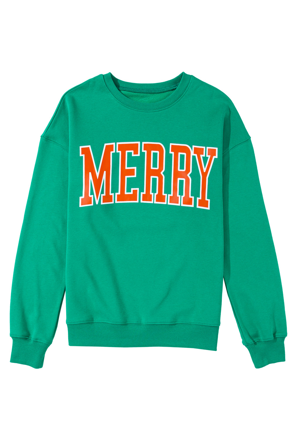 Green LUCKY Aphabet Chenille Embroidered Pullover Sweatshirt