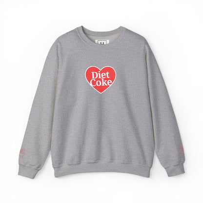Valentine Heart 'Diet Coke' with Red Bows on Left & Right Sleeves Crewneck Sweatshirt -Embroidered